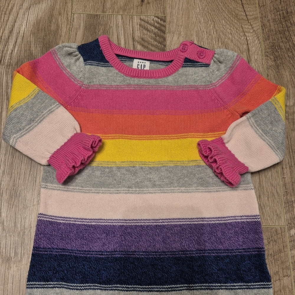 Gap Baby Girl's Pink Rainbow Knit Jumpsuit Size 6-12M - Picture 2 of 3